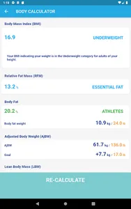 Body Calculator: BMI/RFM/LBM,  screenshot 11