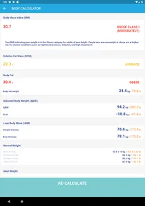 Body Calculator: BMI/RFM/LBM,  screenshot 15