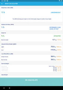 Body Calculator: BMI/RFM/LBM,  screenshot 16