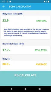 Body Calculator: BMI/RFM/LBM,  screenshot 2