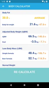 Body Calculator: BMI/RFM/LBM,  screenshot 3