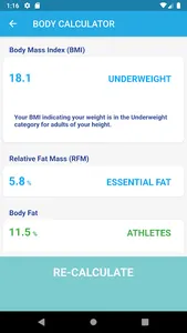 Body Calculator: BMI/RFM/LBM,  screenshot 6