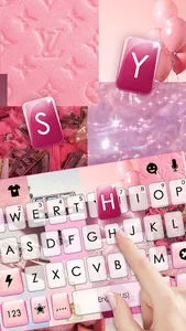 Pink Collage Keyboard Backgrou screenshot 1