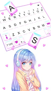 Pretty Anime Girl Keyboard Bac screenshot 1
