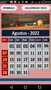 Kalender 2022 den daftar hari  screenshot 0