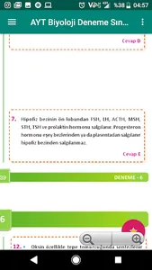 AYT YKS Biyoloji Çözümlü Denem screenshot 13