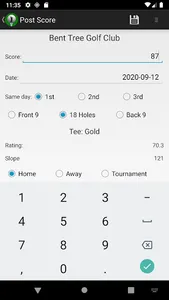 Golf Handicap Calculator screenshot 1