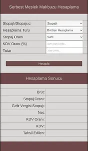 Serbest Meslek Makbuzu Hesapla screenshot 0