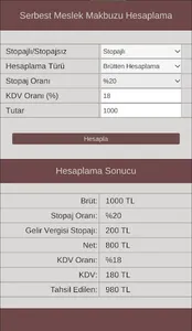 Serbest Meslek Makbuzu Hesapla screenshot 1