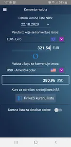 Konvertor - kursna lista NBS screenshot 0