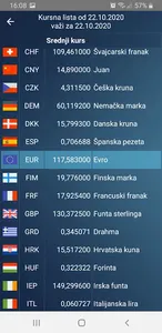 Konvertor - kursna lista NBS screenshot 1