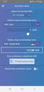 Konvertor - kursna lista NBS screenshot 5