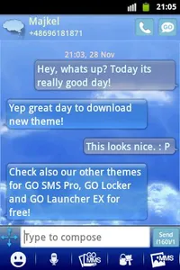 Clouds Sky Theme GO SMS screenshot 0