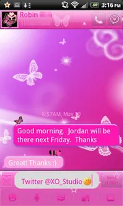 Pink Butterfly theme for GOSMS screenshot 0