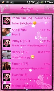 Pink Butterfly theme for GOSMS screenshot 3