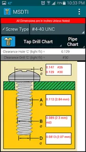 Machine Screws Drill/Tap Info screenshot 0