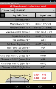 Machine Screws Drill/Tap Info screenshot 5