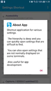 Settings Shortcut screenshot 1