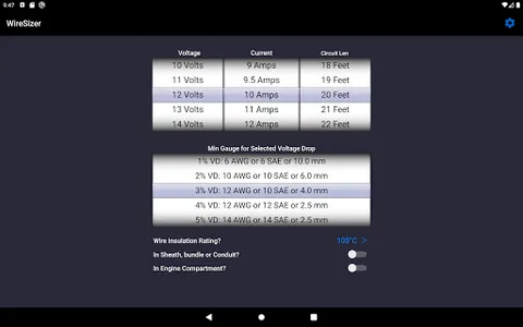 WireSizer - DC Voltage Drop screenshot 12