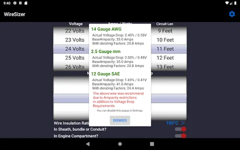 WireSizer - DC Voltage Drop screenshot 8