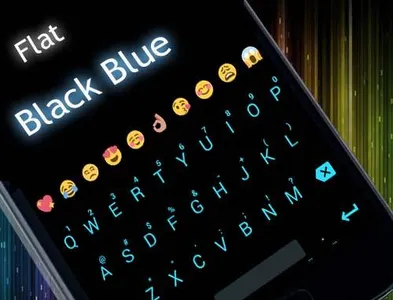 Emoji Keyboard Flat Black Blue screenshot 5