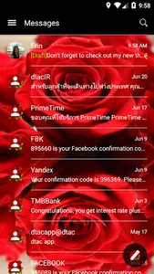 SMS Messages Love Rose Theme screenshot 2