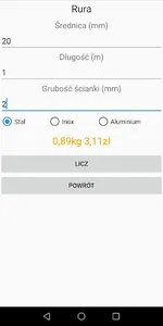 Kalkulator Masy Wyrobów Hutnic screenshot 1