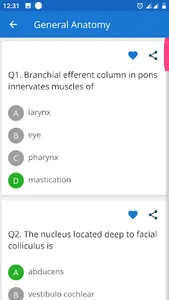 Anatomy and Physiology MCQs screenshot 7