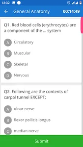 Anatomy and Physiology MCQs screenshot 8