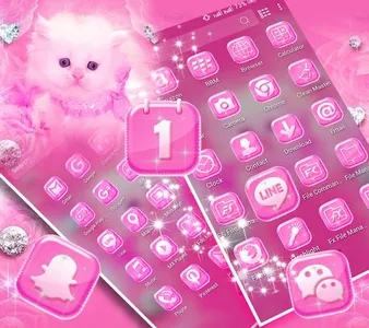 Cute Pink Cat Launcher Theme screenshot 0
