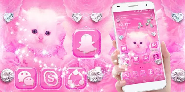 Cute Pink Cat Launcher Theme screenshot 1
