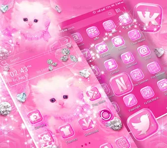 Cute Pink Cat Launcher Theme screenshot 3