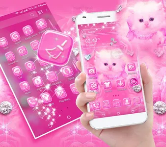 Cute Pink Cat Launcher Theme screenshot 4