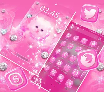 Cute Pink Cat Launcher Theme screenshot 5
