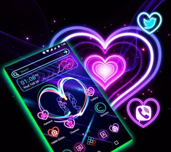 Neon Heart Launcher Theme screenshot 0