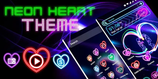 Neon Heart Launcher Theme screenshot 2