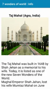 7 wonders of world : Info screenshot 2