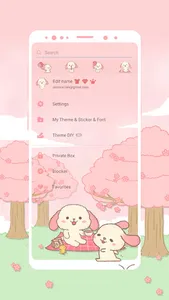 SMS Theme Rabbit Sakura - Pink screenshot 3