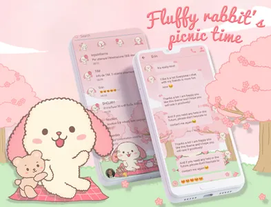 SMS Theme Rabbit Sakura - Pink screenshot 5