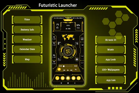 Futuristic Launcher - Lock App screenshot 0