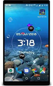 LED Clock with Aquarium LWP screenshot 1