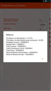 Stocks Returns Calculator screenshot 1