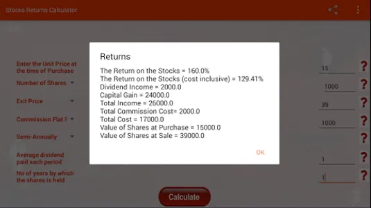Stocks Returns Calculator screenshot 3