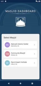 Masjid Dashboard screenshot 1