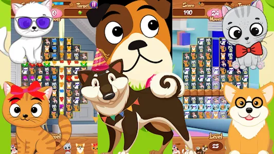 Pets Dogs Cats Kids Pop Match3 screenshot 0