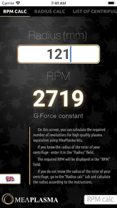 MeaPlasma PRGF calculator screenshot 2