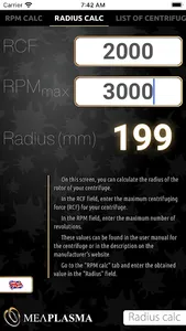 MeaPlasma PRGF calculator screenshot 3