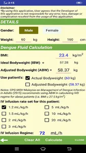 Dengue Fluid Calculator screenshot 2