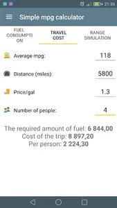 Simple MPG calculator screenshot 0