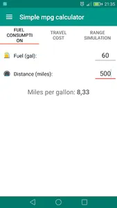 Simple MPG calculator screenshot 1